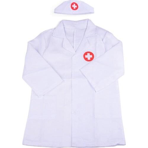2021 New Kids Nurse Doctor Pretend Play Dress Up Set Long Sleeve Button Coat with Hat 2020 trend