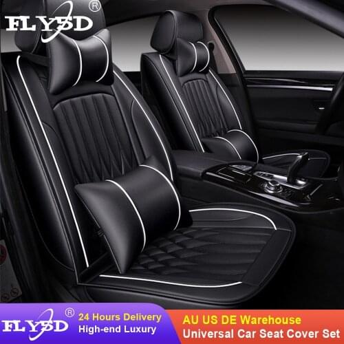 New Car Seat Covers Luxury Leather Cushion Adjustable Sport Chair Protector Covers Universal Fit For 5 Seats Most Car Sedan SUV