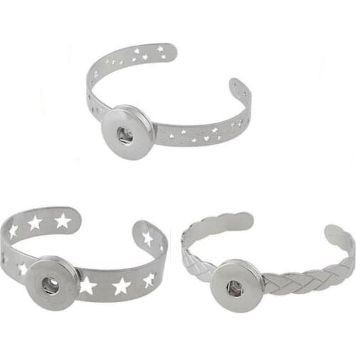 New Silver Snap Bracelet for Women Fit DIY 18mm Snap Jewelry Elastic Snap Button Bracelet Buttons Snaps Jewelry