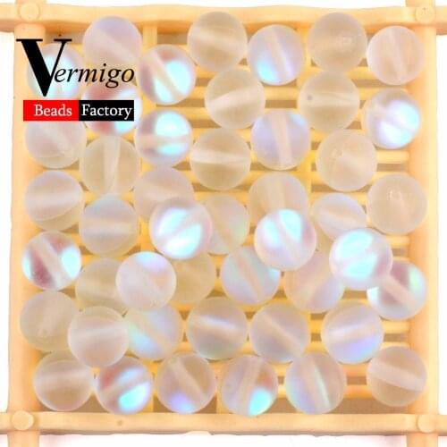 Wholesale Natural Gem Round Dull Polished White AB Austrian Crystal Beads Matte Loose Beads For Jewelry Making Diy Bracelet