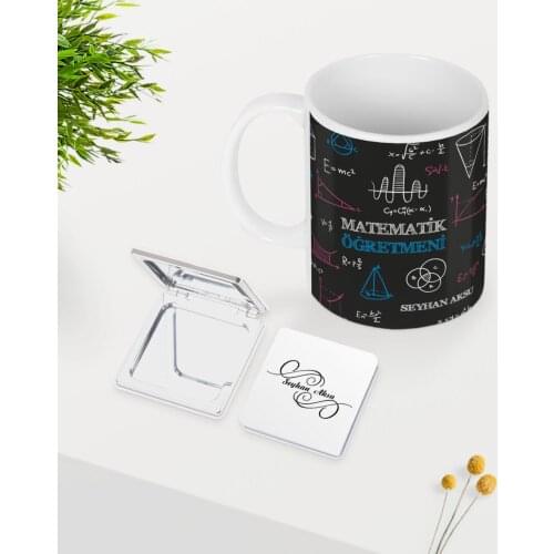 Personalized Math Teacher White Mug Mirror Seti-11