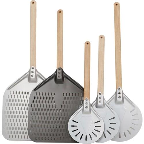 Premium Aluminum Pizza Shovel Peel Lifter Tools Non Slip Wooden Handle Cake Bread Paddle Cheese Cutter Baking Turner Accessorie