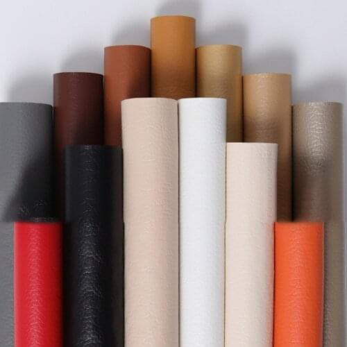 Repair Solid Color Faux Synthetic Leather Fabric for Sewing Craft Soft Litchi Sheet for DIY Hair Bow Home Decor Three Sizes