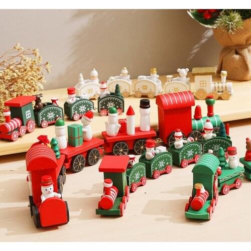 Merry Christmas Wooden Train Christmas Decoration For Home Santa Claus Gift Natal Navidad Noel 2022 New Year Xmas Ornament