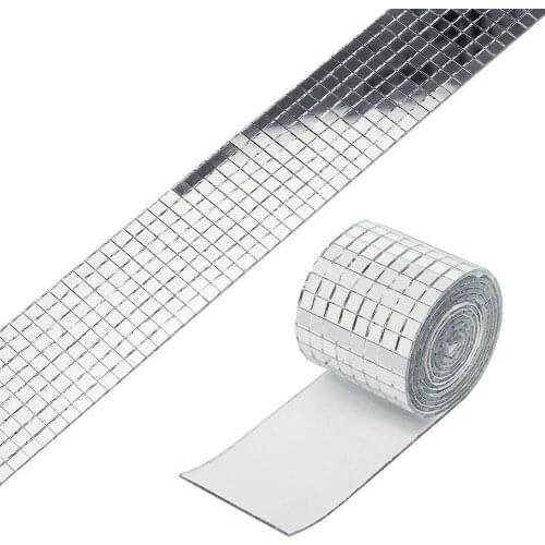 4x100cm Self-adhesive Mini Square Mirror Mosaic Glass For Diy Handmade Crafts Party Home Decoration Silver Glass Tiles