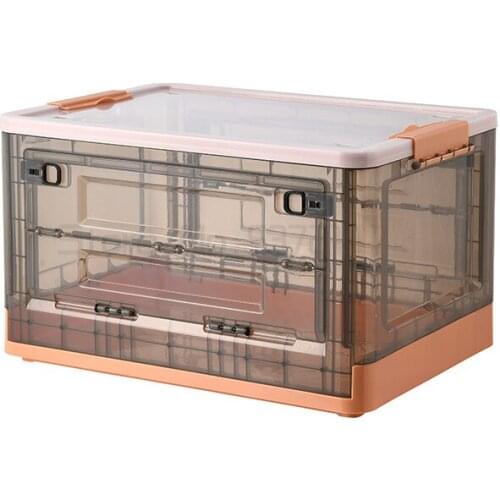 Foldable book storage box household plastic transparent storage box with wheels book finishing book box storage artifact
