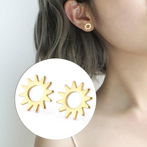 Skyrim Sun Stud Earrings Women Girls Cute Fashion Stainless Steel Gold Color Black Mini Earring Studs Jewelry Gift 2021 Cheap