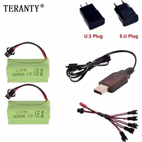 T Model ) Ni-MH 3.6v 1800mah Battery + USB Charger For Rc toys Car Tank Train Robot Boat Gun AA 3.6v Rechargeable Battery Pack