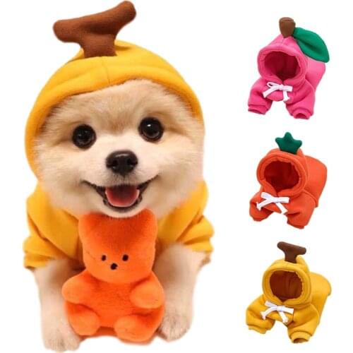 Warm Dog Winter Clothes Cute Fruit Dog Coat Hoodies Fleece Pet Dogs Costume Jacket for French Bulldog Chihuahua Dog clothes pet