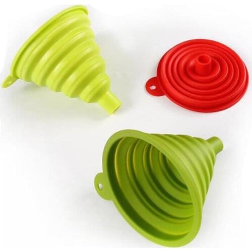 Thickened food-grade silicone collapsible telescopic funnel pour liquid canning oil leak suitable for kitchen tools