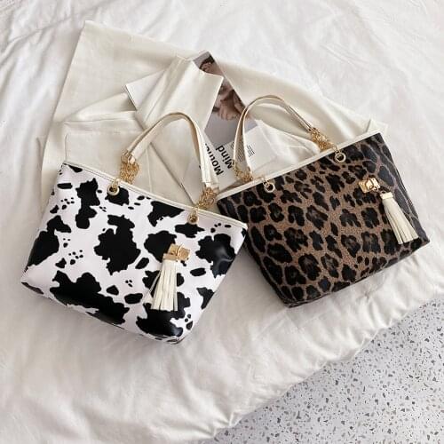 Retro PU Leather Women Fashion Animal Pattern Printing Underarm Shoulder Bags Casual Large Capacity Ladies Shopping Handbags