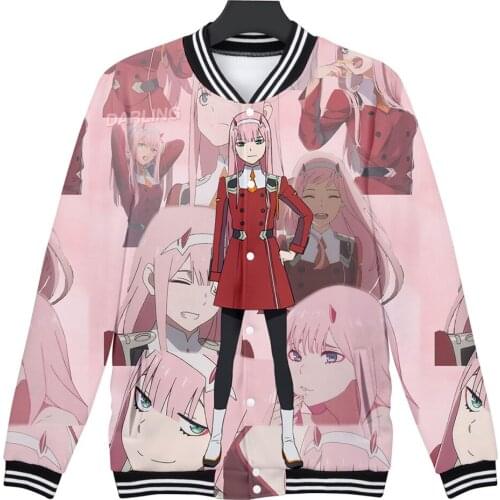 LUCKYFRIDAY Anime DARLING in the FRANXX 3D Women Pullovers Tops Leopard Print Baseball uniform Winter Lady Hem Hoody Shirts 2020