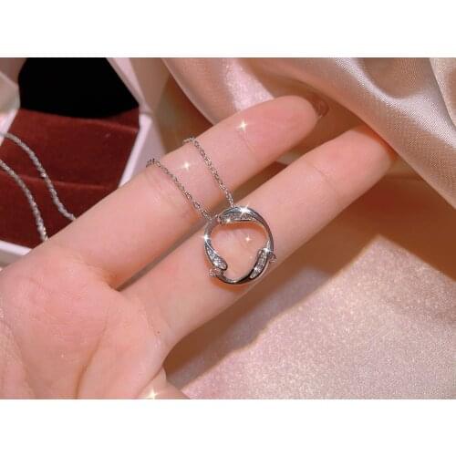 14k Yellow Gold Pendant Necklace for Women Love Heart Clavicle Chain Real Gold Engagement Necklace Valentines Day Gift Fine