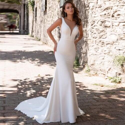 Sequined Mermaid Wedding Dresses 2021 Sleeveless Sheer Neck Beach Bridal Gowns Vestidos De Novia Bridal Dresses Open Back