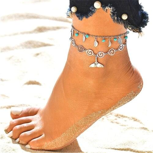 1@# Fashion Anklets for Women Foot Accessories Leaf Symbol Summer Beach Barefoot Sandals Chain Handmade Bohemian Jewelry
