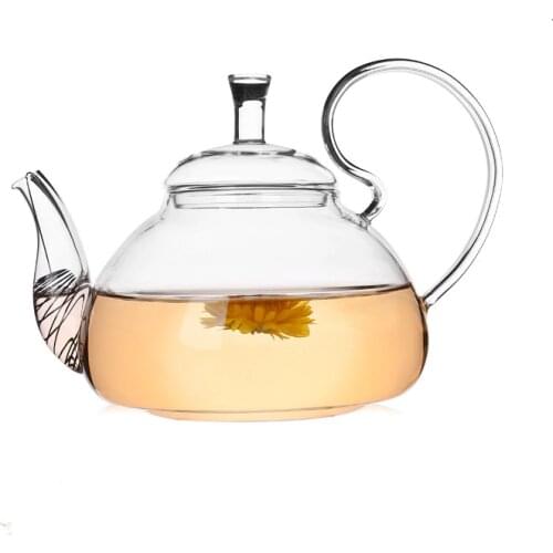 1PC Elegant Flower Coffee Glass Tea Pot Glass Teapots Heat Resistant Glass Teapots Gongfu Tea Maker With Tea Filter JN 1011