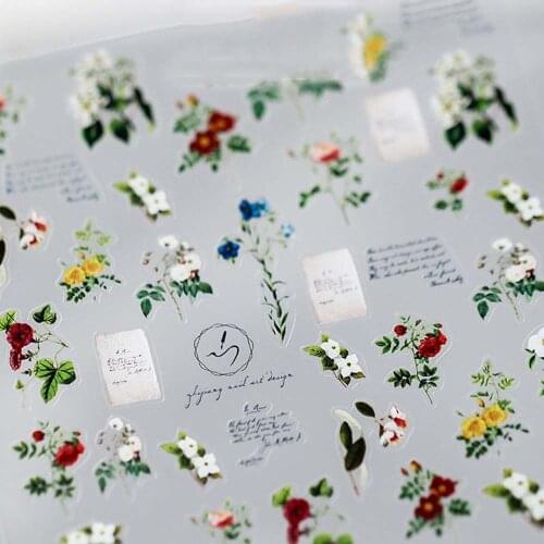 1Pc Summer Small Fresh Campanula Flower Plants Series Nail Sticker Retro Decliate Rose Flower Plant Garden Manicure Accessories