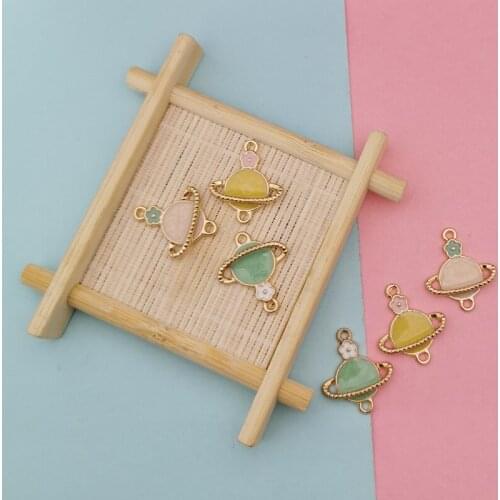 10pcs Enamel Metal Charms Pendants Planetary Flower Connector DIY Jewelry Making Accessory Drop Oil Universer Floating FX308