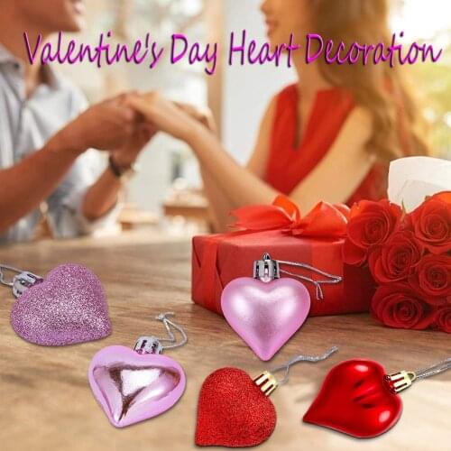 12Pcs Valentine Hearts Ornaments for women Valentine Decorations Heart Ornaments Romantic Valentines Day Gifts