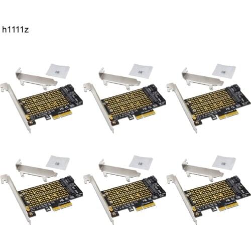 6PCS Add On Cards PCIE to M2 Adapter M.2 SATA SSD + NVME SSD M2 PCIE Adapter Riser SSD M2 to SATA PCI-E Card M Key + B Key Riser