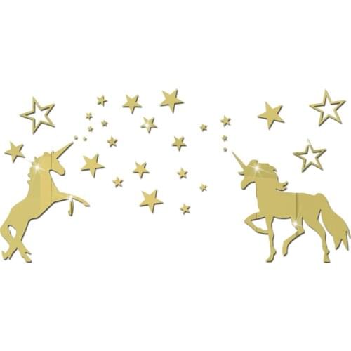 Unicorn Stars Acrylic Mirror Wall Stickers Bedroom Living Room Decor Home Decoration Accessories
