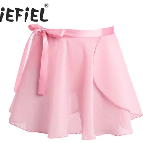 New Arrival Children Ballet Skirt Kids Girls Dance Basic Classic Chiffon Mini Pull-On Wrap Skirt with Waist Tie for Performance