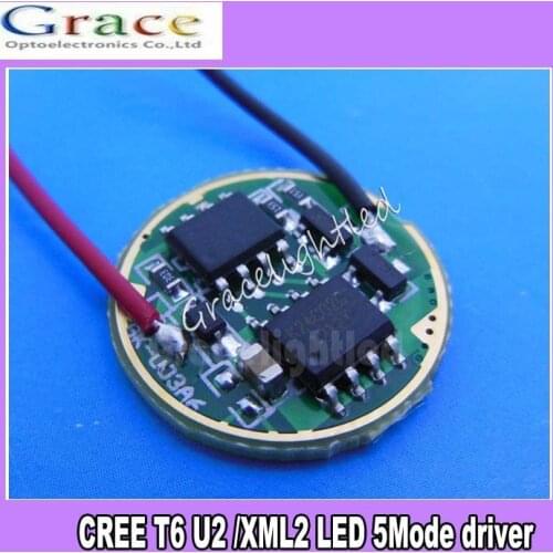 Freeshipping!5pcs DC3.7V 5 Modes LED Flashlight Driver for CREE XML-T6 U2 /XML2 10W LED Light Lamp/Torch