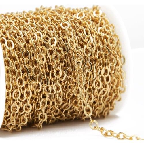 1 Meters Brass Chain Round Oval Shape Link Necklace Chains Diy for Jewelry Making Supplies Findings 18K Gold Plating Accessories