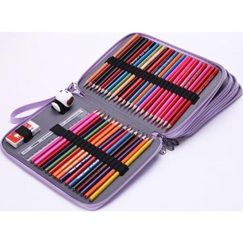 184 Holes 4 Layers PU Leather School Pencils Case Box Large Capacity Pencilcase Colored Pencil Bag For Student Gift Art Supplies
