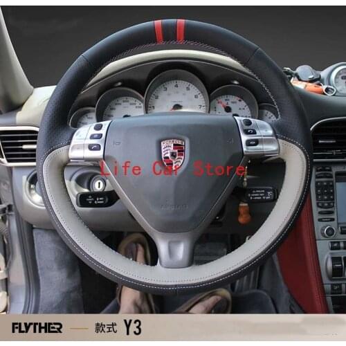 For Porsche 911 997 Turbo 2006-2008 DIY Hand Sewn Steering Wheel Cover
