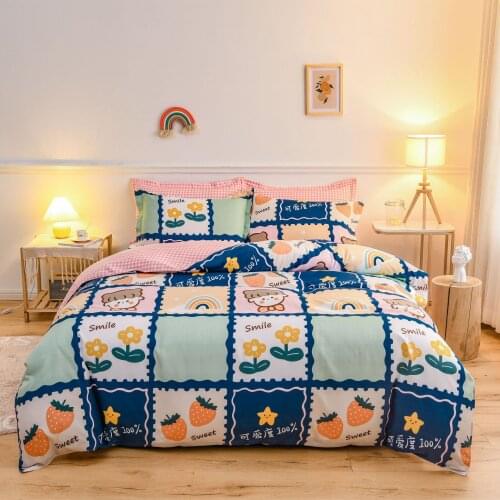 Pure cotton thick brushed long-staple cotton bed linen quilt cover 4-piece set of pure cotton 3-piece bedding