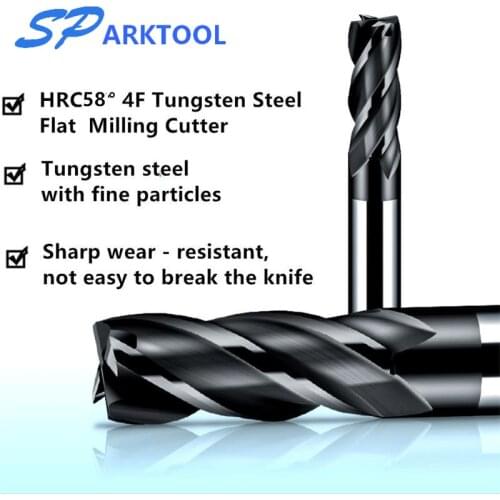 HRC58 Carbide end mill Alloy Coating Tungsten Steel Cutting Tool 1 2 4 5 6 8 10 mm 4Flutes Milling Cutter CNC maching End mill