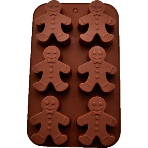 Gingerbread Man Christmas Food Grade Silicone Chocolate Fondant Mold Snowman Lollipop Cake Candy Clay Kitchen Cooking Tools