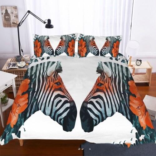 Zebra Print Duvet Cover Animal Theme 2/3pcs Bedding Set 3D Wildlife Room Decor Black White Stripe Queen Size With Pillowcase