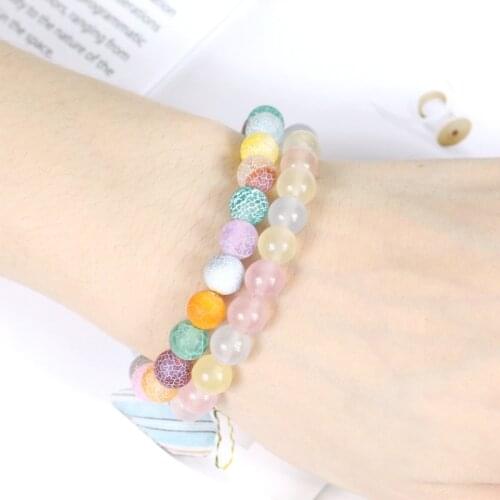 Fashion Natural Stone Bracelets For Women Colorful Weathered Agates Bracelet Charm Sweet Handmade Jewelry For Friend Couple Gift