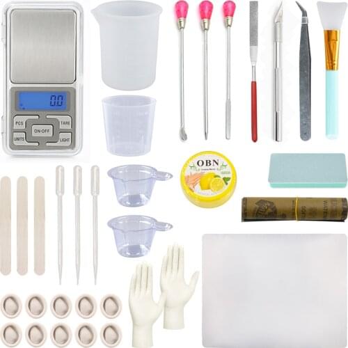 JF030 DIY Epoxy Resin Casting Craft Jewelry Tools Dropper Spoon Stirring Stick Mini Electric Scale UV Resin Making Equipment Kit
