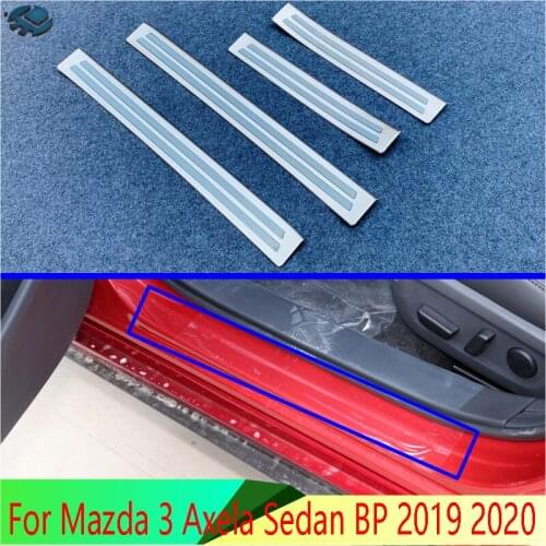 For Mazda 3 Axela Sedan BP 2019 2020 Car Accessories Stainless Steel Inner Ouside Door Sill Panel Scuff Plate Kick Step Trim