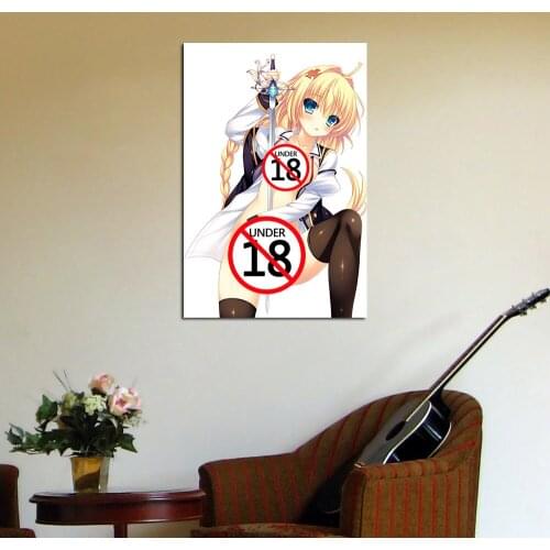 Canvas Painting Wall Art Blonde Girl and Sword Pictures Adult Anime Posters and Prints For Living Room Modern Decorations