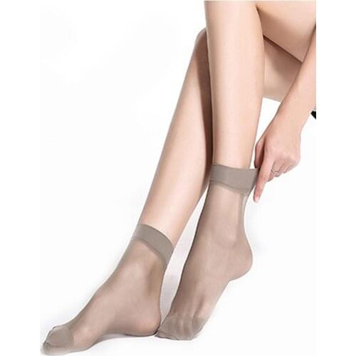 10 Pairs Female Short Socks Womens Socks Breathable Thin Crystal Transparent Silk Socks Girl Ankle Sox for Women