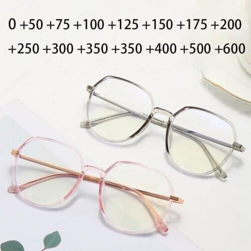 Men Big Polygon Magnifier Reading Glasses Women Transparent Frame Eyeglasses Diopter +0.5 +1 +1.5 +2 +2.5 +3 +3.5 +4 +4.5 +5 +6