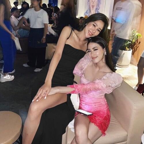 Autumn and winter pleated suspender skirt women 2021 European and American high waist pleated slim back dress