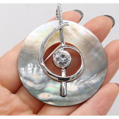 1PC Crystal Music Symbol Shape Pendant Natural Mother of Pearl Shell Round Charms for DIY Making Necklace Jewelry Findings Gift