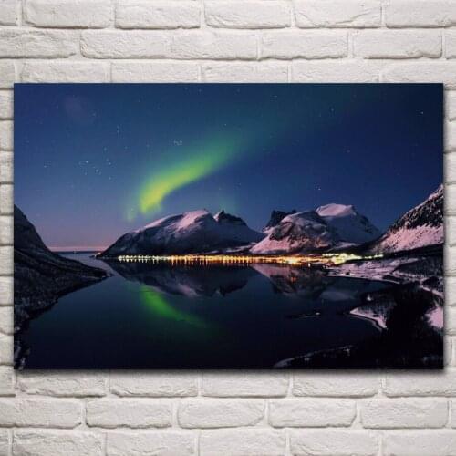 Aurora Borealis nature Landscape cool polar scenery living room home wall art decor wood frame fabric posters KM920