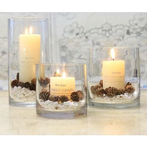 Transparent Glass Candle Holder Cup Modern Table Small Candle Holders Stand Lantern Portavelas Dinning Table Decoration AD50CH