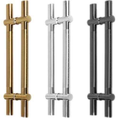 1pair Adjustable glass door handle stainless steel with star gold handles store gate long handle Hotel/office hardware pulls