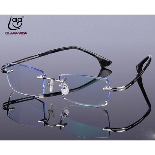 Luxury PRIVATE Custom Manual Pure Titanium Frame Diamond Cut High-elastic Tinted Lenses Mens Prescription Glasses Photochromic