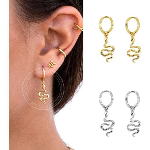 Snake Huggie Hoop Earrings 925 Sterling Silver Hoop Earrings for Women Long Snake Earrings Punk Style Animal Earring Jewelry