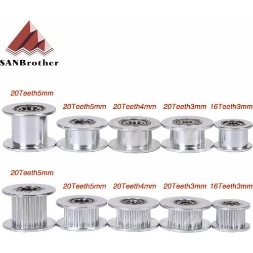 GT2 Idler Timing Pulley 16/20 Tooth Wheel Bore 3/5mm Aluminium Gear Teeth Width 6/10mm 3D Printers Parts For Reprap Part