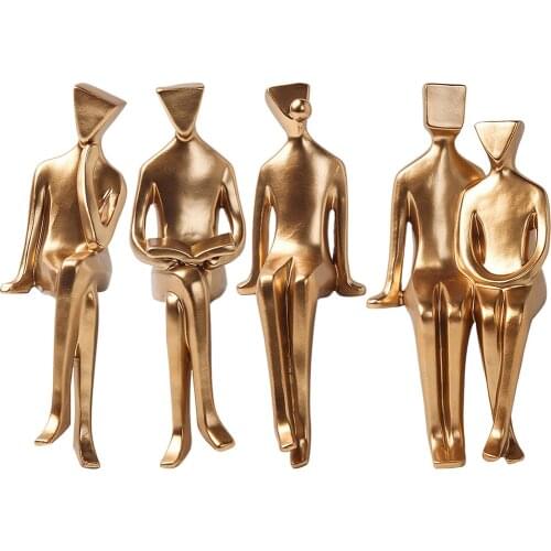 Nordic Abstract Statues Sculpture Resin Artistic Figurine Desktop Decorations, Home Office Shelf Bookshelf Decor Ornament Gift