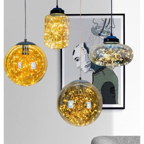 Nordic Modern Simple Pendant Lights Luxurious Glass Chandelier Bedroom Sky Star Pendant Lamp Christmas Decorations For Home